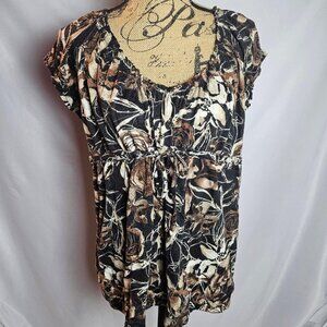Axcess A Liz Claiborne Company Brown/Black Top 100% Polyester Women's XL